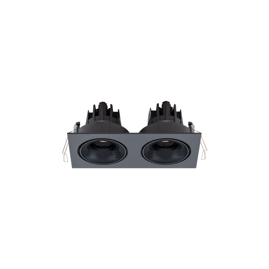 Cevon Tilt/Rotate Sml Double Downlight Kit Black, High Gloss Black 3K