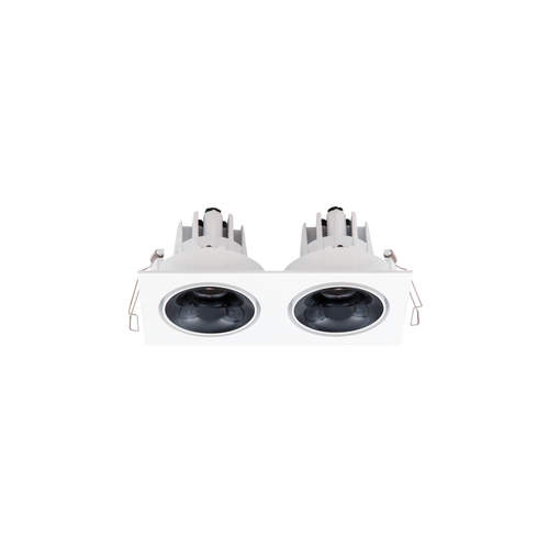 Cevon Tilt/Rotate Sml Double Downlight Kit White, High Gloss Black 3K