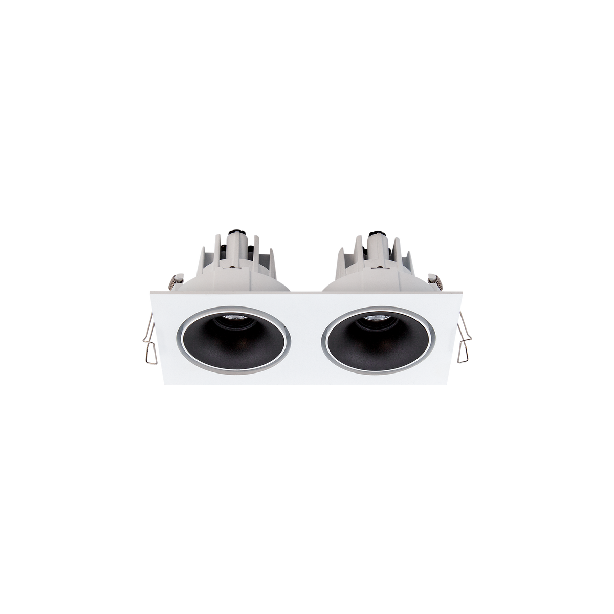 Cevon Tilt/Rotate Sml Double Downlight Kit White, Matt Black 3000K
