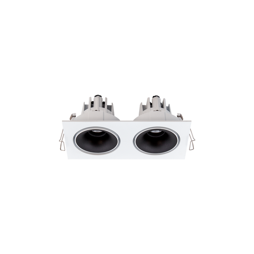 Cevon Tilt/Rotate Sml Double Downlight Kit White, Matt Black 3000K