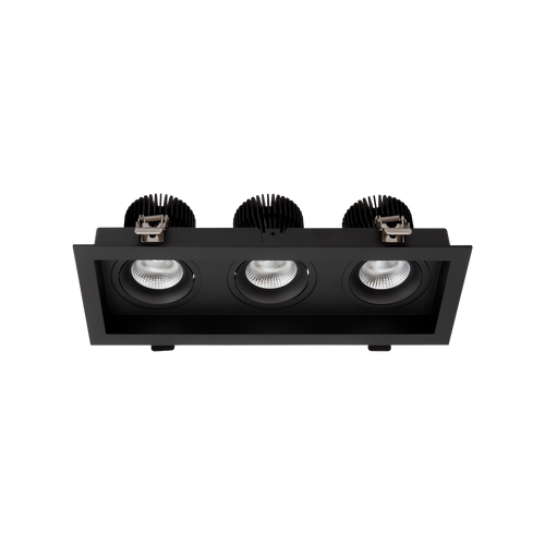Cevon Box Tilt/Rotate Triple Downlight Kit Black 3000K