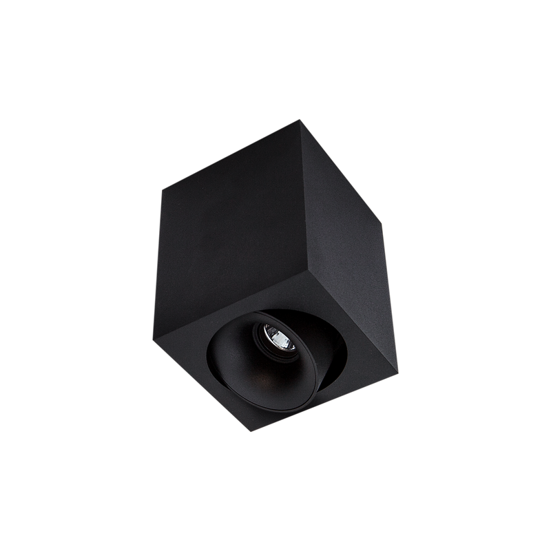 Cevon Med Square Tilt/Rotate Surface Mt Downlight Black, Black 3K