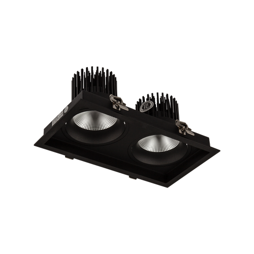 Cevon Box XL Tilt/Rotate Double Downlight Kit Black 3000K