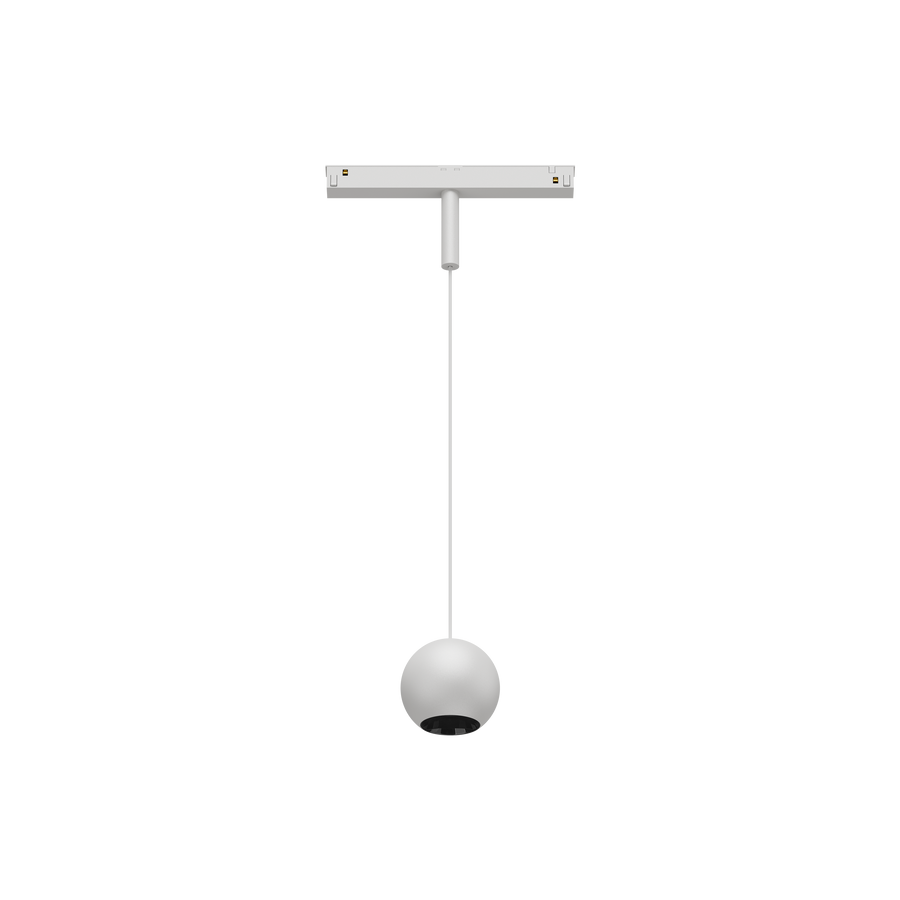 Cevon T8 48V Track Pendant Sphere White, High Gloss Black