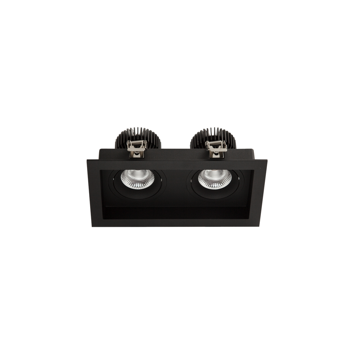 Cevon Box Tilt/Rotate Double Downlight Kit Black 3000K
