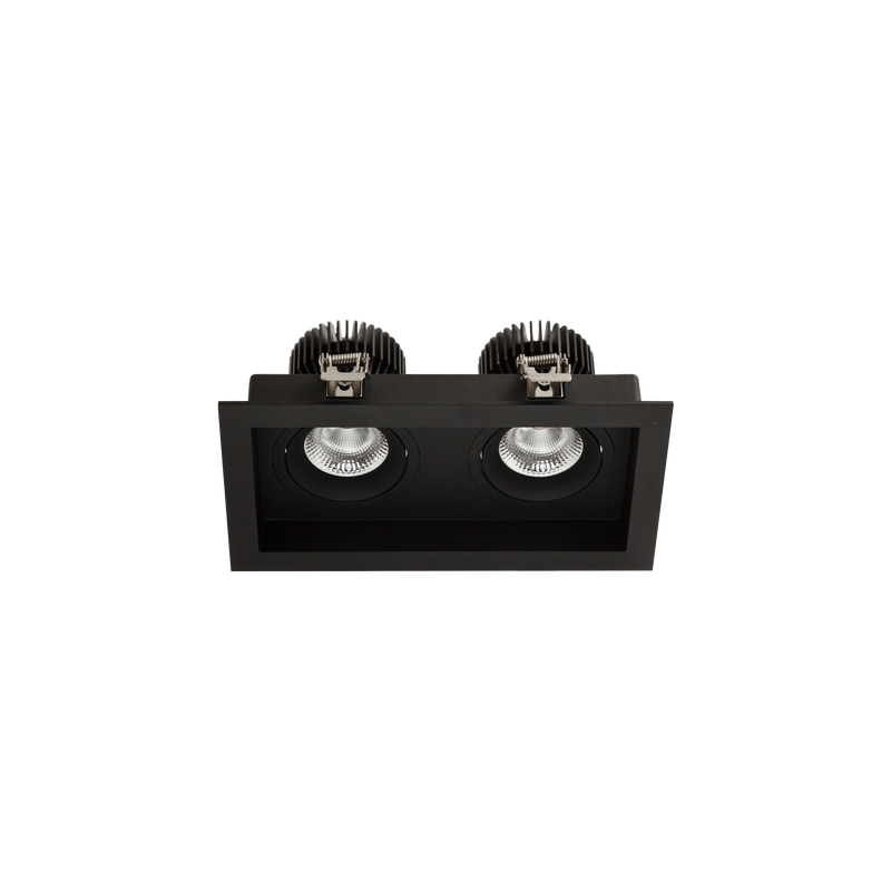 Cevon Box Tilt/Rotate Double Downlight Kit Black 3000K