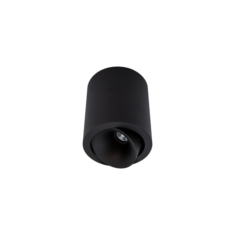 Cevon Large Tilt/Rotate Surface Mt Downlight Black, Black 3000K