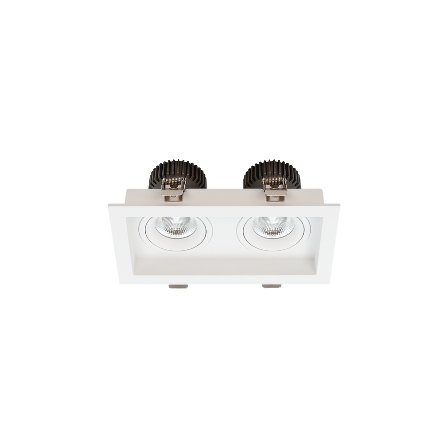 Cevon Box Tilt/Rotate Double Downlight Kit White 3000K