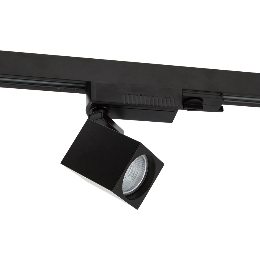 13W Three Circuit LED Square Track Spot Black 4000K