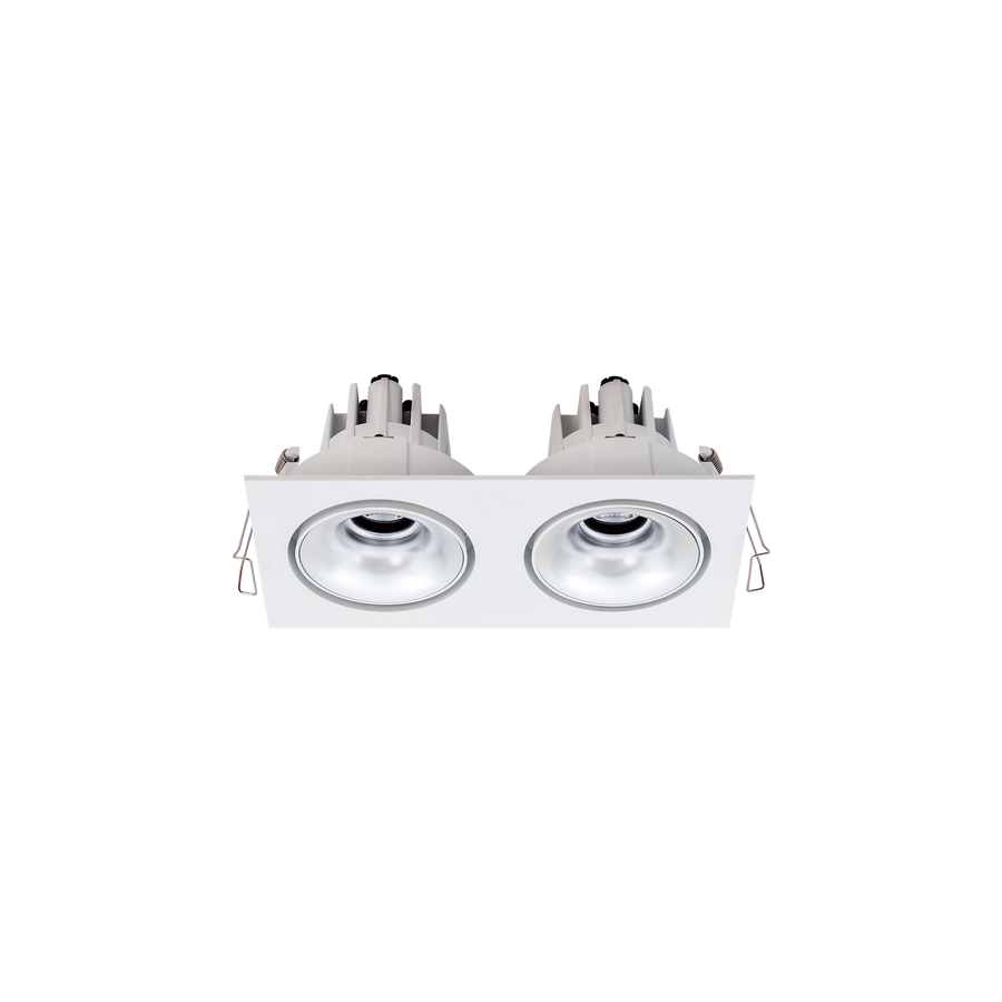 Cevon Tilt/Rotate Sml Double Downlight Kit White, Silver 3000K