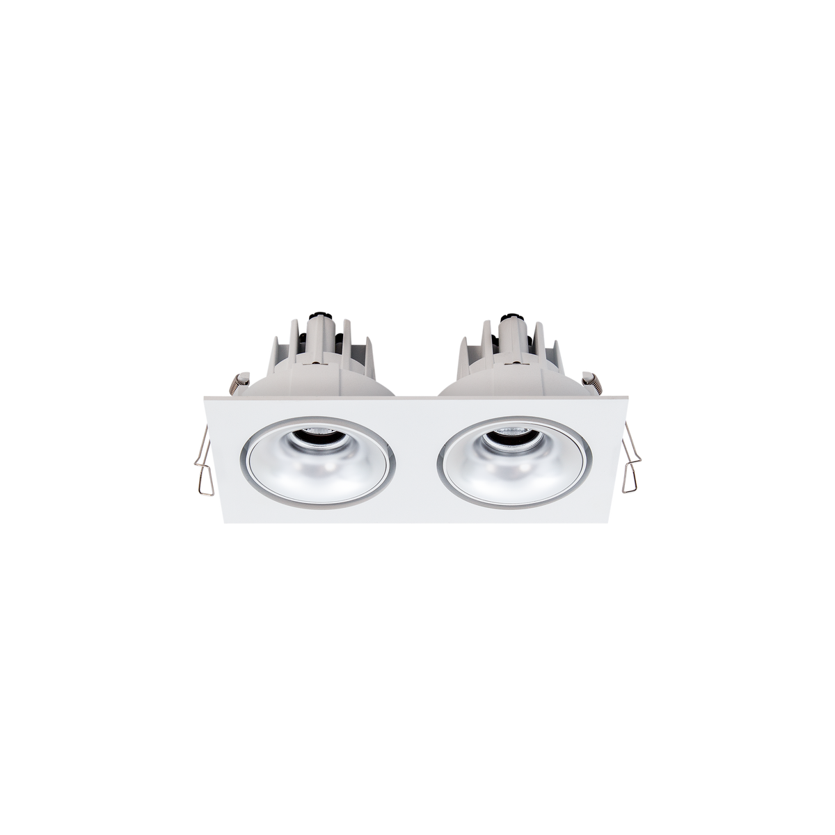Cevon Tilt/Rotate Sml Double Downlight Kit White, Silver 3000K