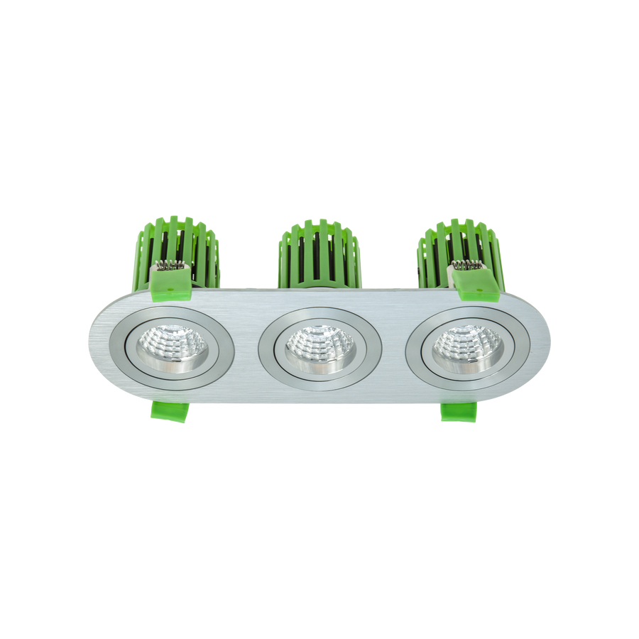 Triple Tilt / Rotate Downlight Kit Brushed Aluminium 3000K