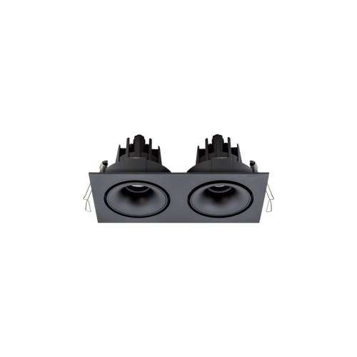 Cevon Tilt/Rotate Sml Double Downlight Kit Black, Matt Black 3000K