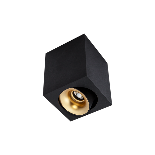 Cevon Med Square Tilt/Rotate Surface Mt Downlight Black, Gold 3000K