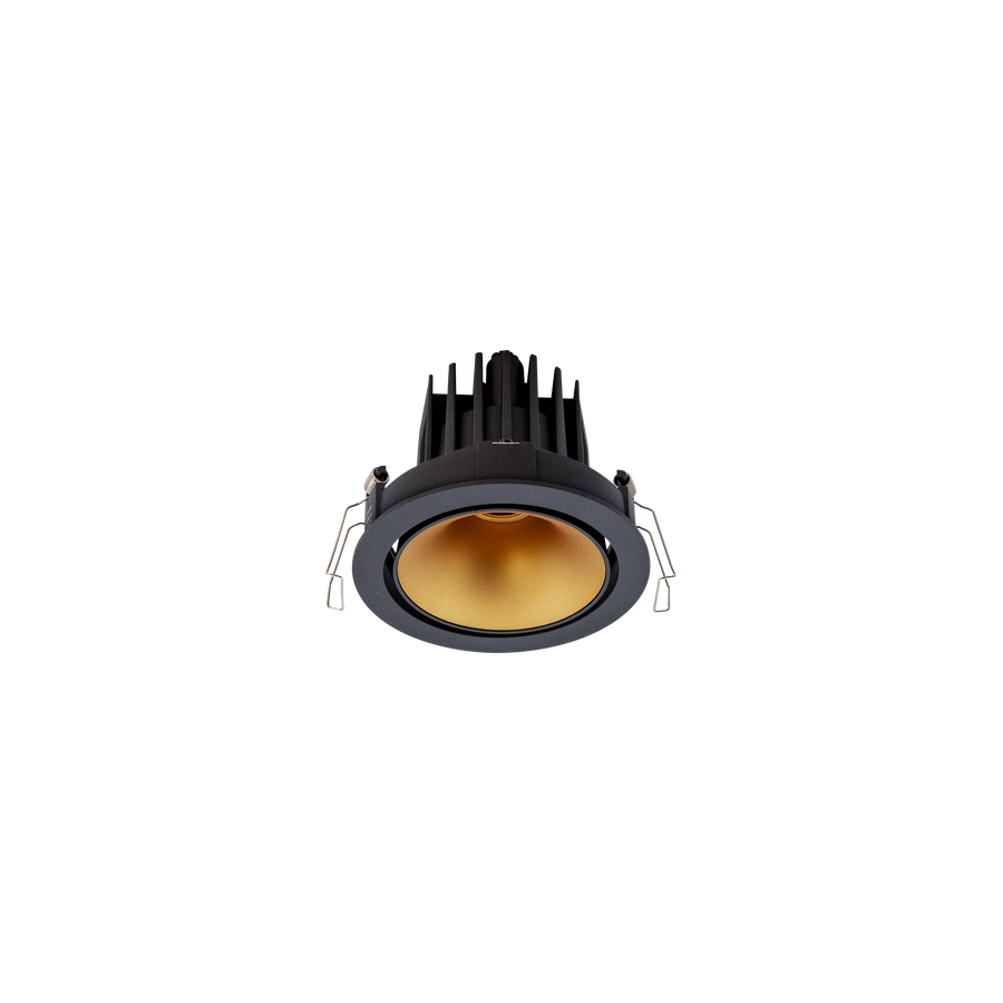 Cevon Dark Art Tilt/Rotate Medium Downlight Kit Black, Gold 3000K