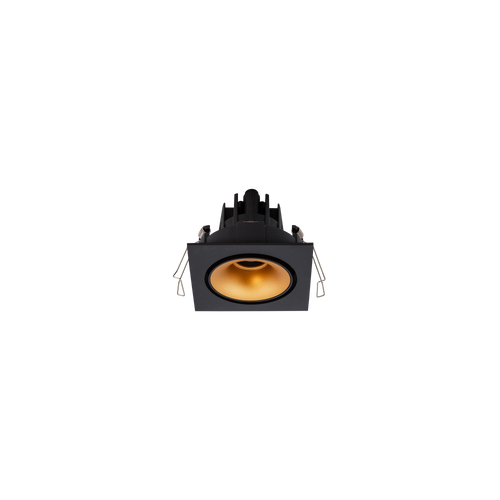 Cevon Tilt/Rotate Square Sml Downlight Kit Black, Gold 3K
