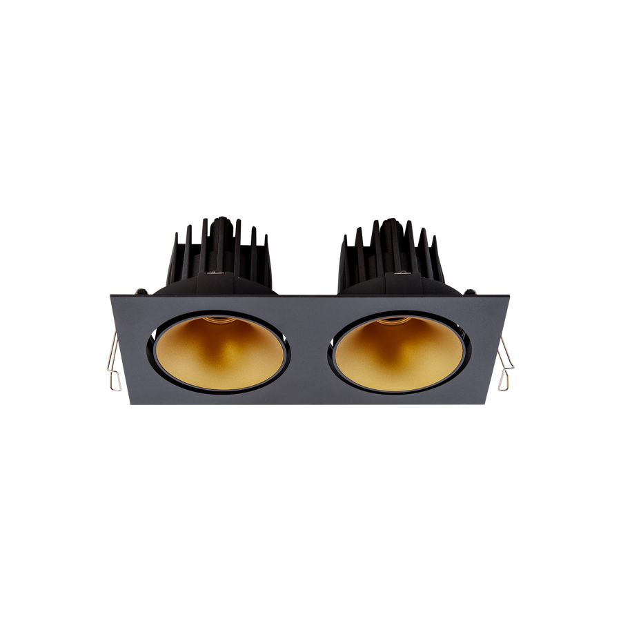 Cevon Tilt/Rotate Med Double Downlight Kit Black, Gold 3000K