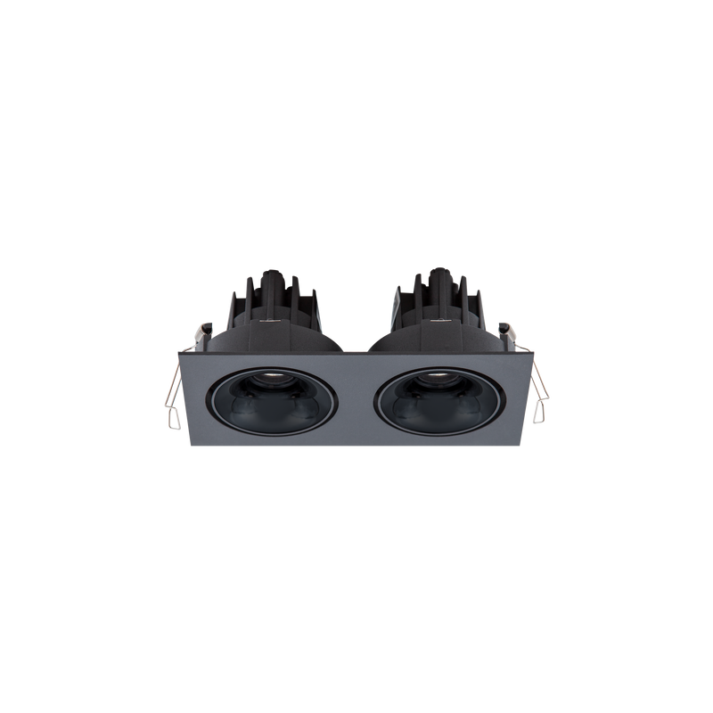 Cevon Tilt/Rotate Sml Double Downlight Kit Black, High Gloss Black 3K