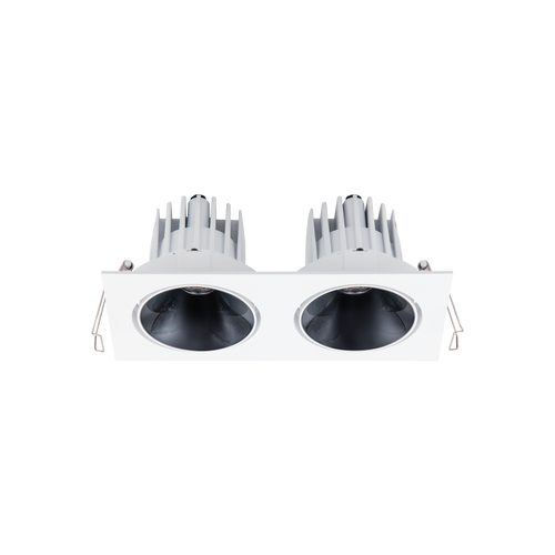 Cevon Tilt/Rotate Med Double Downlight Kit White, High Gloss Black 3K