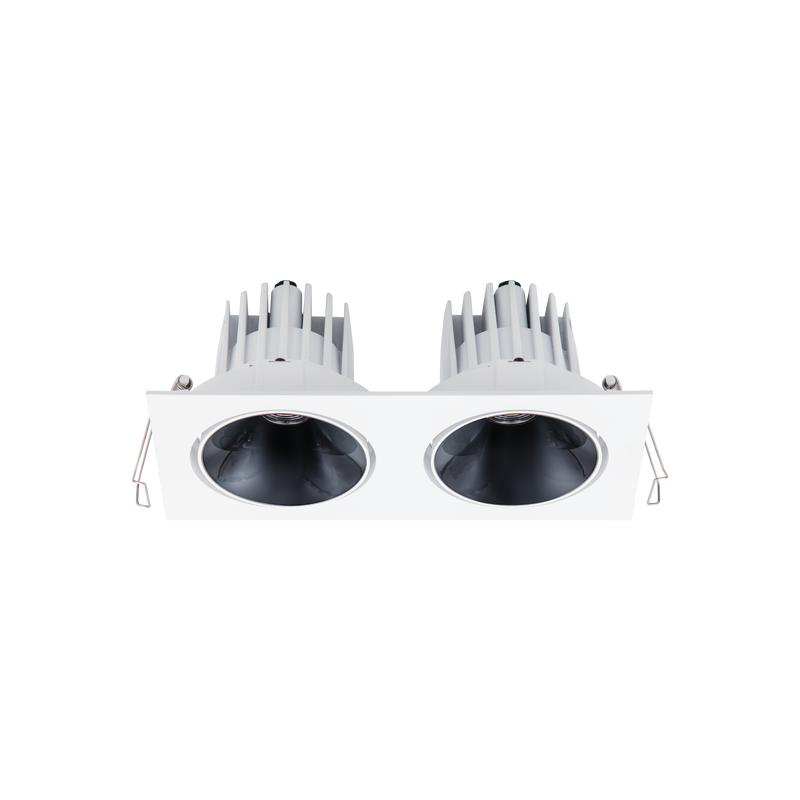 Cevon Tilt/Rotate Med Double Downlight Kit White, High Gloss Black 3K