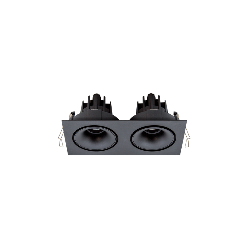 Cevon Tilt/Rotate Sml Double Downlight Kit Black, Matt Black 3000K