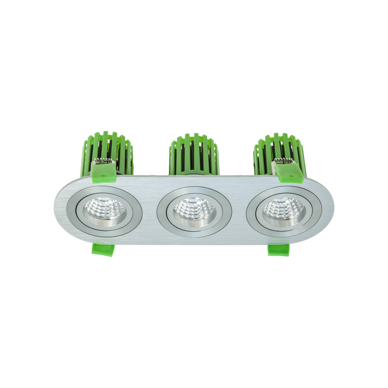 Triple Tilt / Rotate Downlight Kit Brushed Aluminium 3000K