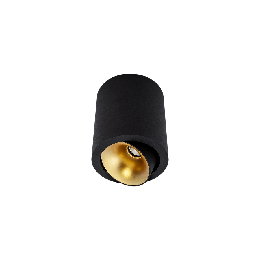 Cevon Large Tilt/Rotate Surface Mt Downlight Black, Gold 3000K