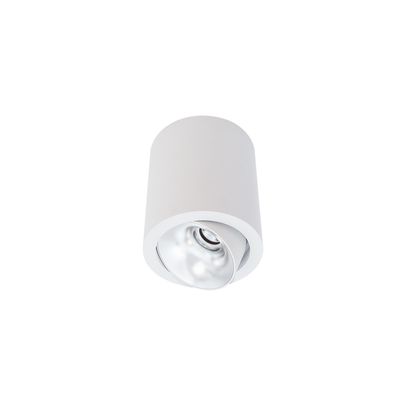 Cevon Large Tilt/Rotate Surface Mt Downlight White, Silver 3000K