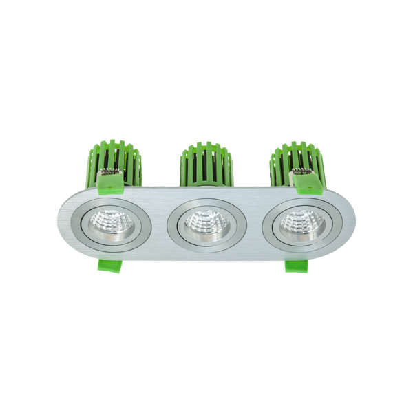 Triple Tilt / Rotate Downlight Kit Brushed Aluminium 3000K