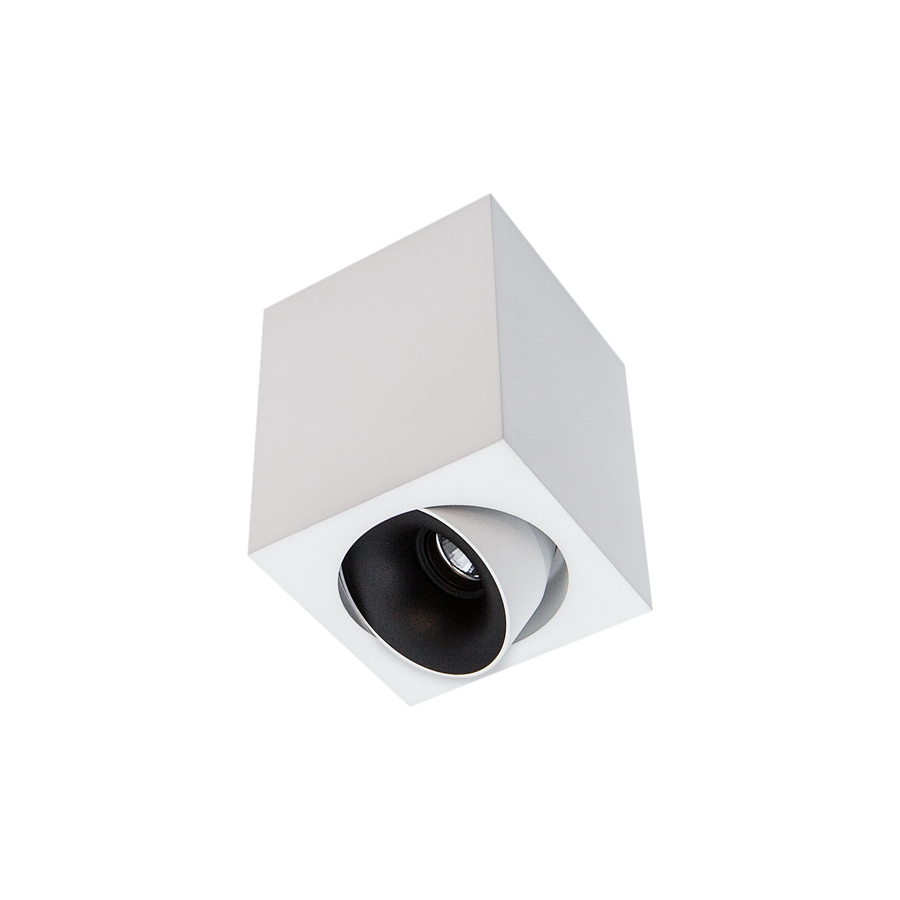 Cevon Med Square Tilt/Rotate Surface Mt Downlight White, Matt Black 3K