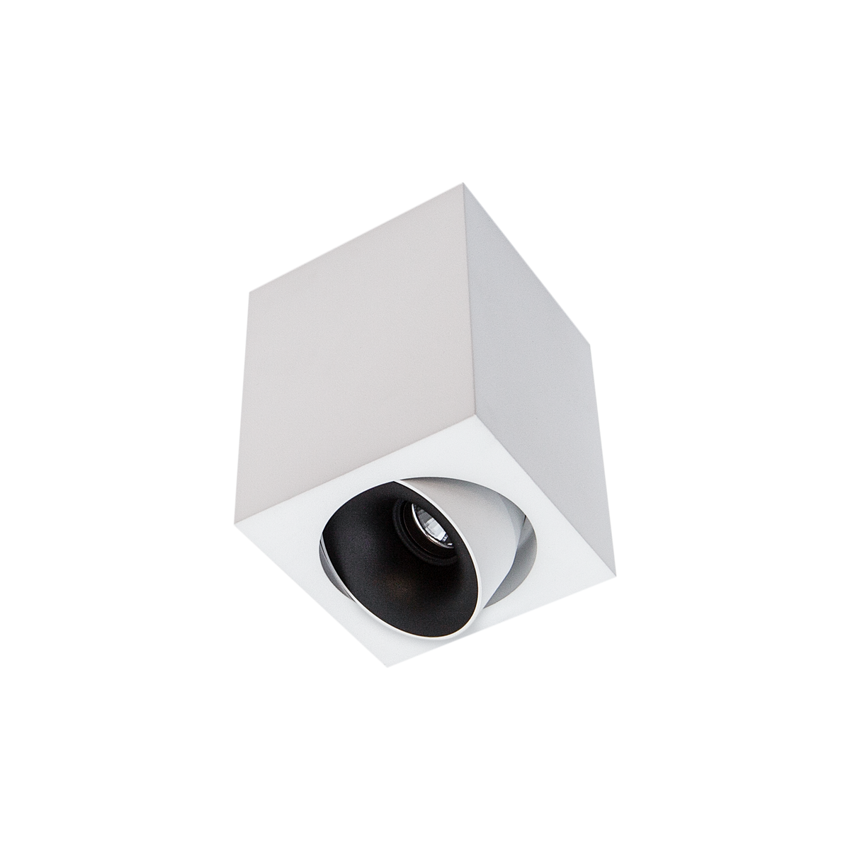 Cevon Med Square Tilt/Rotate Surface Mt Downlight White, Matt Black 3K