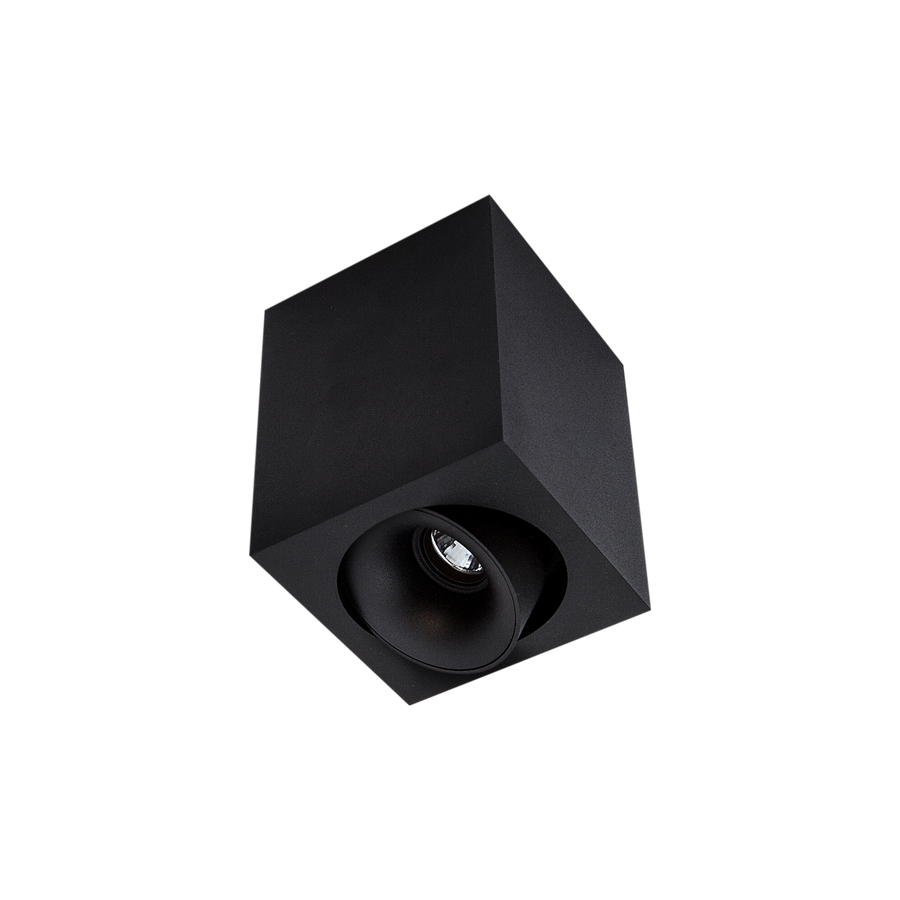 Cevon Med Square Tilt/Rotate Surface Mt Downlight Black, Black 3K