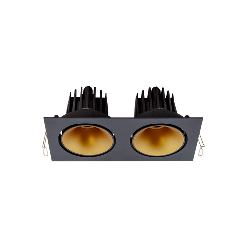 Cevon Tilt/Rotate Med Double Downlight Kit Black, Gold 3000K