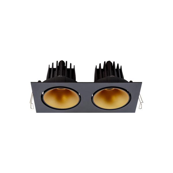 Cevon Tilt/Rotate Med Double Downlight Kit Black, Gold 3000K