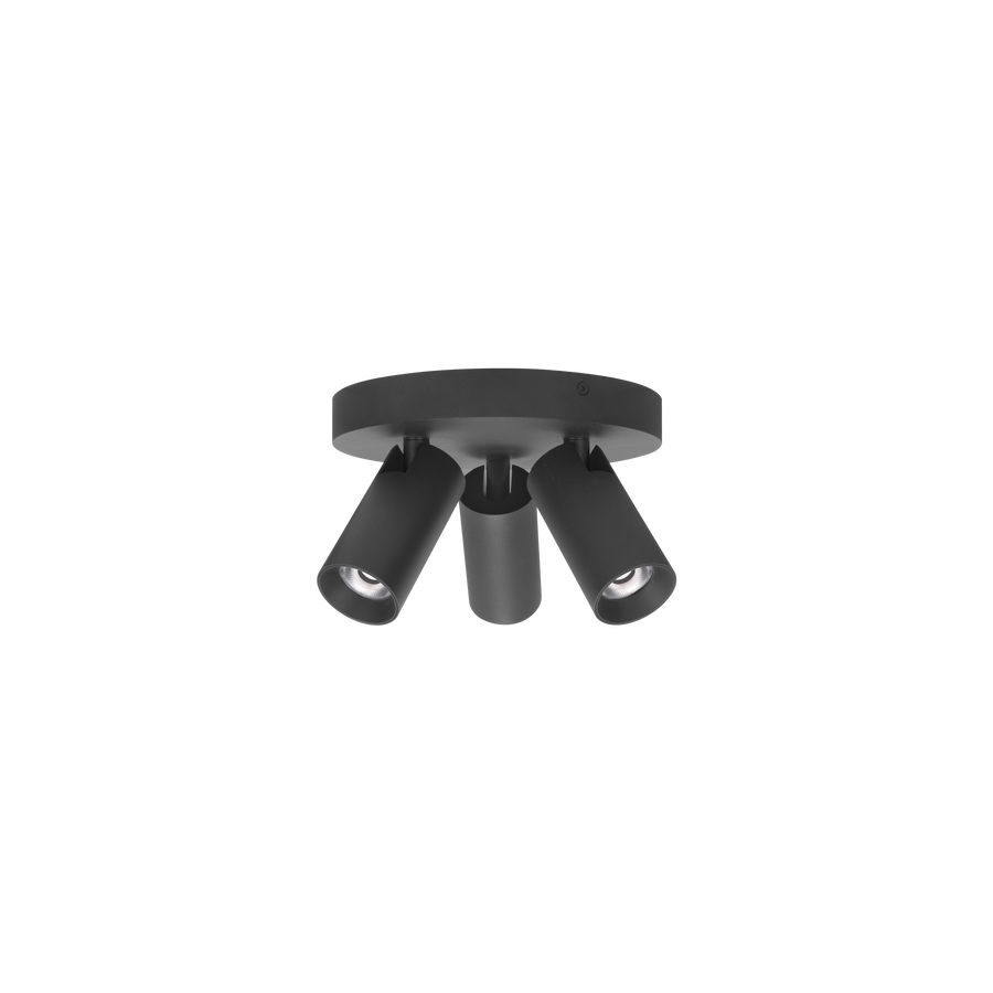 Tube Surface Mount Triple Pan Spot Black 3000K