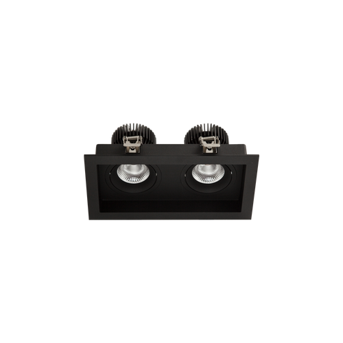 Cevon Box Tilt/Rotate Double Downlight Kit Black 3000K