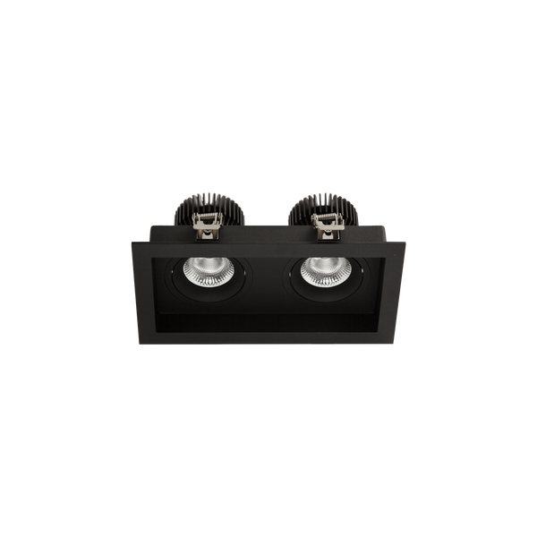 Cevon Box Tilt/Rotate Double Downlight Kit Black 3000K
