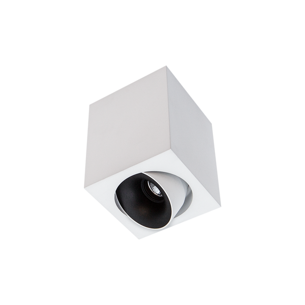 Cevon Med Square Tilt/Rotate Surface Mt Downlight White, Matt Black 3K