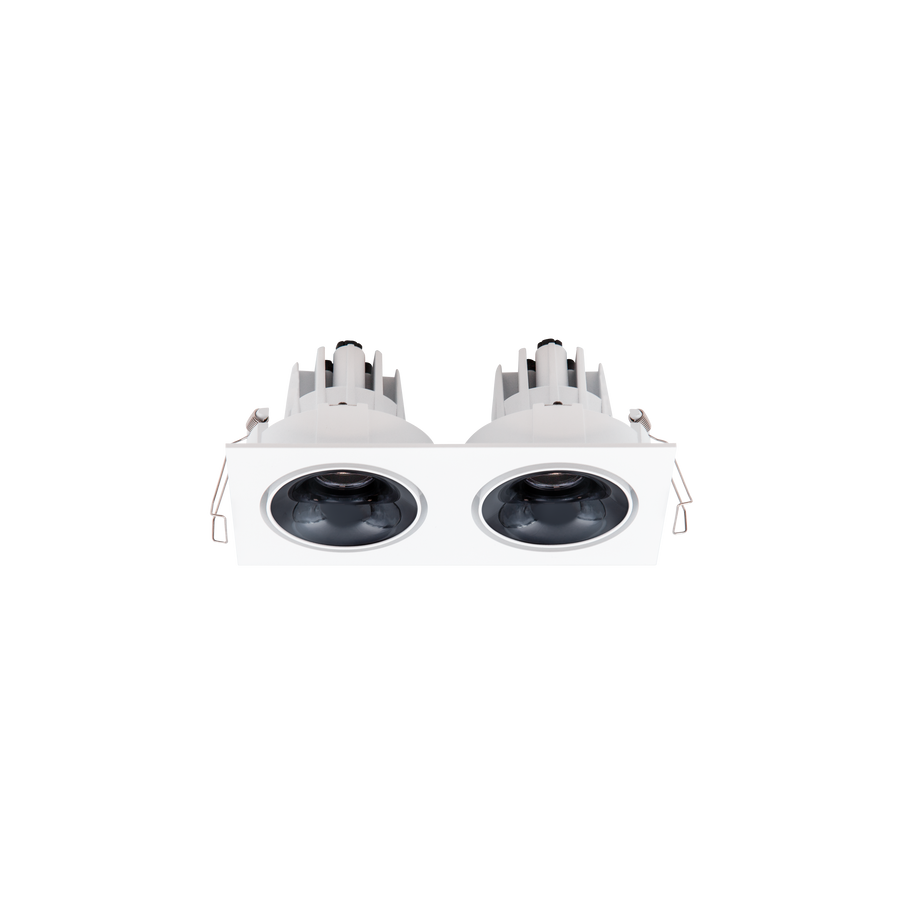 Cevon Tilt/Rotate Sml Double Downlight Kit White, High Gloss Black 3K