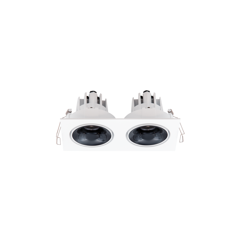 Cevon Tilt/Rotate Sml Double Downlight Kit White, High Gloss Black 3K