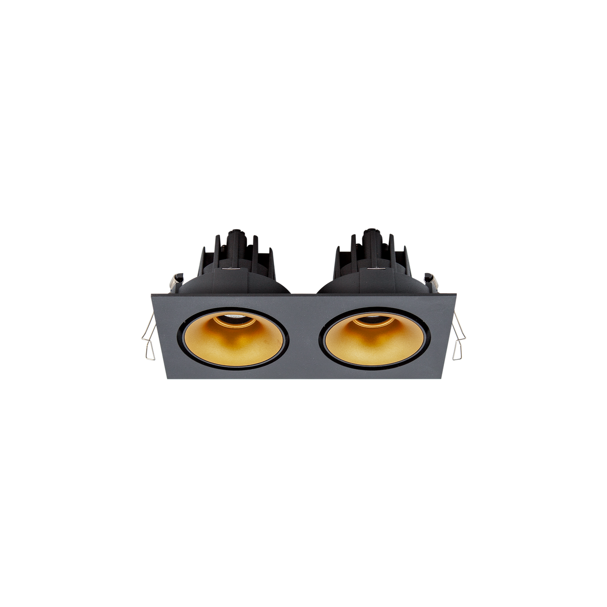 Cevon Tilt/Rotate Sml Double Downlight Kit Black, Gold 3000K