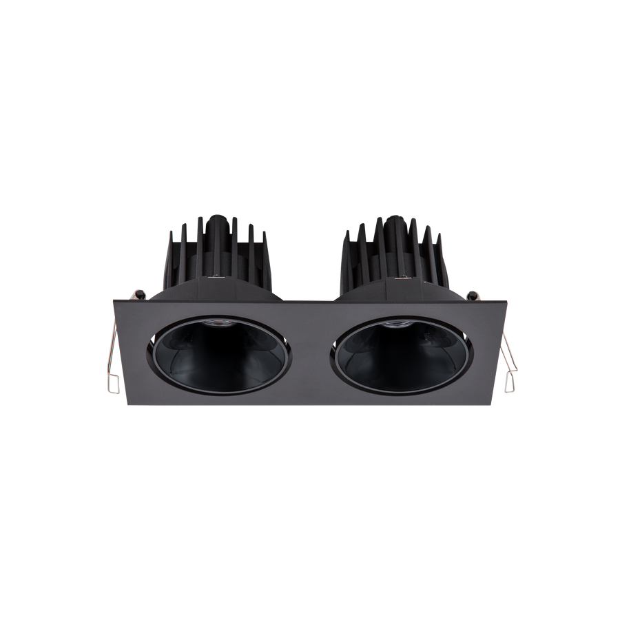 Cevon Tilt/Rotate Med Double Downlight Kit Black, High Gloss Black 3K