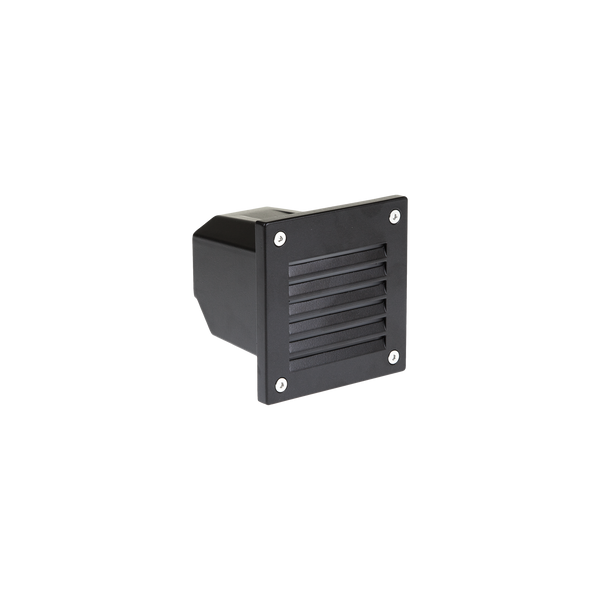 2W LED Exterior Wall Recess Louvre Square Black 3000K