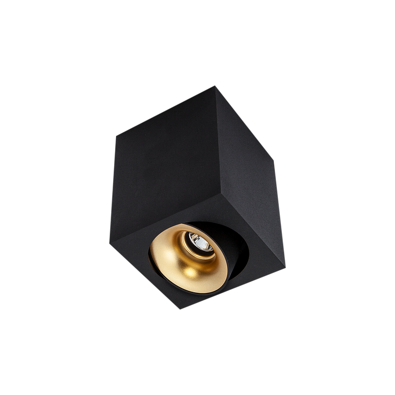 Cevon Med Square Tilt/Rotate Surface Mt Downlight Black, Gold 3000K