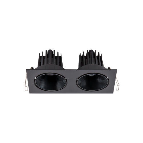 Cevon Tilt/Rotate Med Double Downlight Kit Black, High Gloss Black 3K