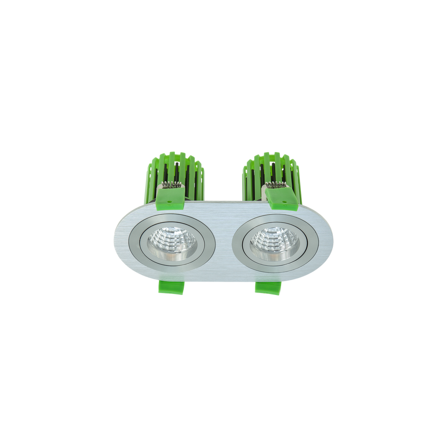 Twin Tilt / Rotate Downlight Kit Brushed Aluminium 3000K