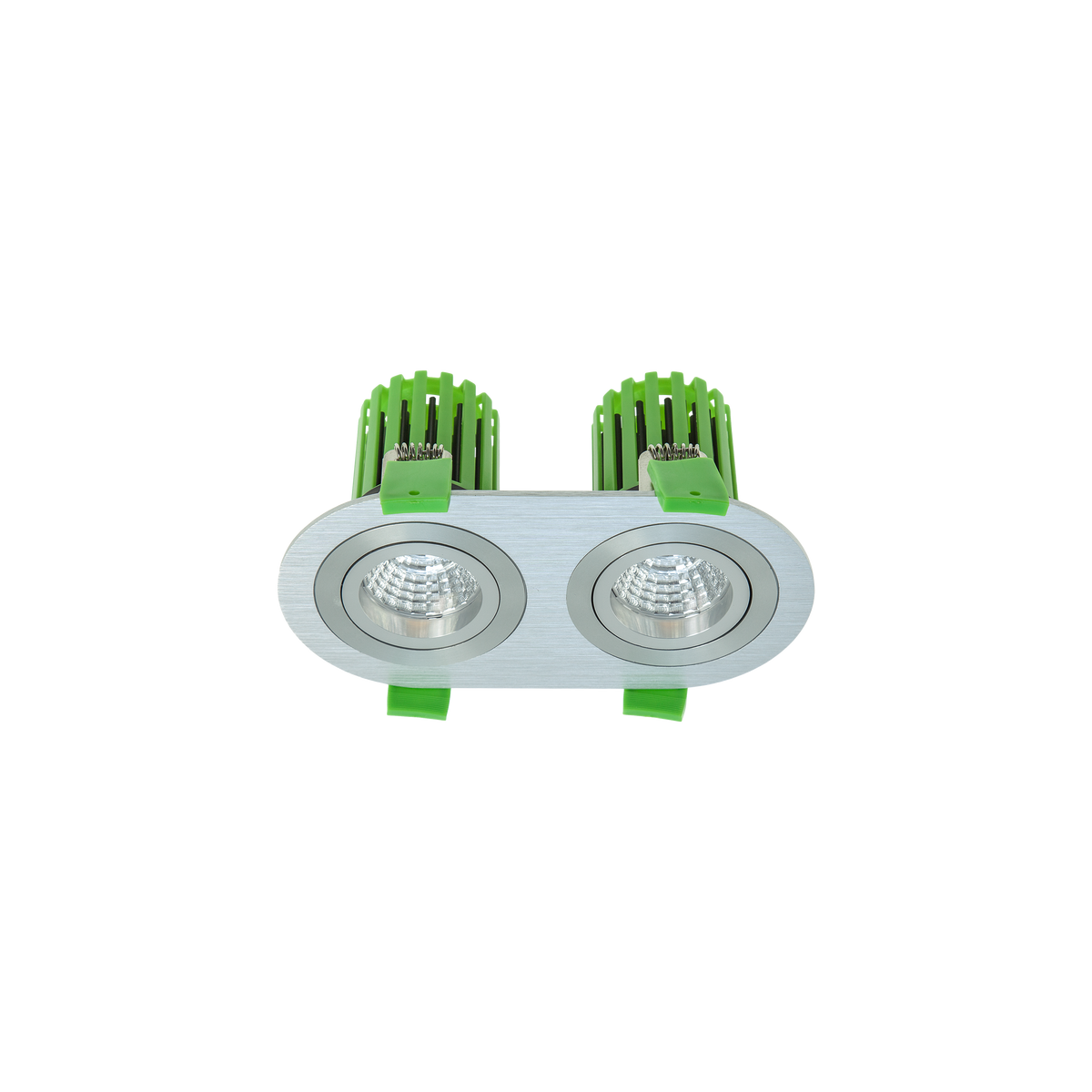 Twin Tilt / Rotate Downlight Kit Brushed Aluminium 3000K