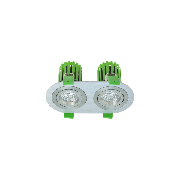 Twin Tilt / Rotate Downlight Kit Brushed Aluminium 3000K