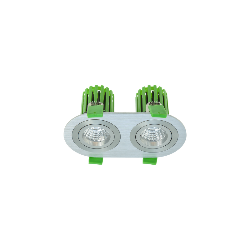 Twin Tilt / Rotate Downlight Kit Brushed Aluminium 3000K