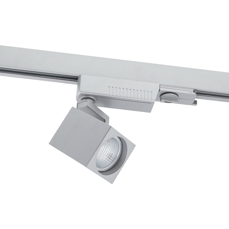 13W Three Circuit LED Square Track Spot Silver 4000K